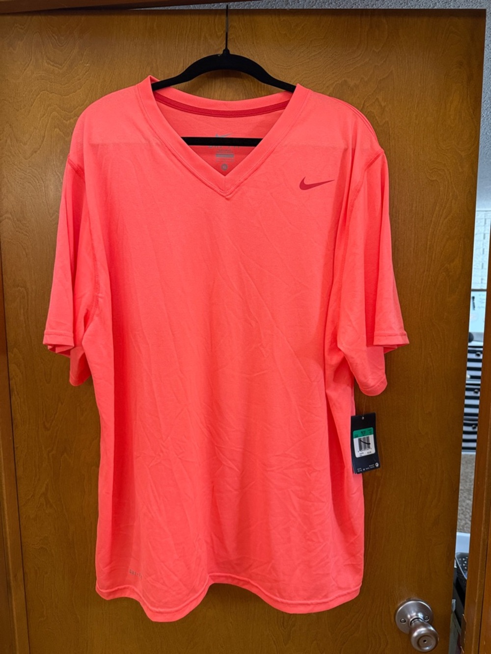 Nike Men’s V-Neck Dri-Fit Short Sleeve Shirt - Coral